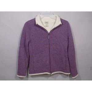 LL Bean S Jacket Womens Zippered Lambswool Purple Heather Pockets Coat Small Reg